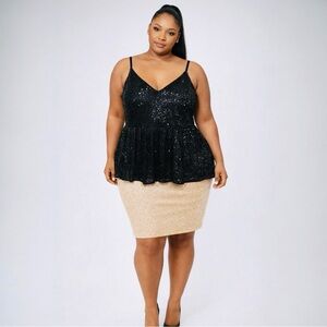 Torrid Black and Gold Skirt Set